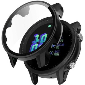 Resim Garmin Forerunner 955 Tam Koruma Sert Pc Saat Kılıfı Temperli Cam Ekran Koruyucu İle 