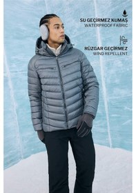 Resim Defacto Su İtici Regular Fit Kapüşonlu Fermuarlı Rüzgar Geçirmez Kayak Montu F5351ax25wngr452 Gri-gr452 