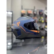 Resim MTS Helmets Kapalı Full Face Kask Mavi Siyah Vizörlü 