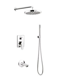 Resim Ankastre Duş Seti Ø 200 Mm Yuvarlak Tepe Duşu+yönlendirici+gaga Diğer 