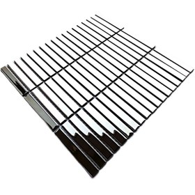 Resim MozaiKristaL Mutfak tezgah arası ve iç dekorasyon için 15x98mm. Gümüş Krom, 30x30cm. Fileli Kristal Mozaik. 