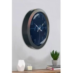 Resim Bahat Ayetli Salon Ofis Duvar Saati Gri Metal Çerçeve 36 cm 