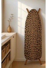 Resim Ütü Masası Kılıfı Keçeli Leopar Desen Battal Boy Xxl Pamuklu Yanmaz Üretim Açık Kahverengi 