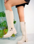 Resim LZ SHOES Kadın Bej Dalgıç Kumaş Dizaltı 