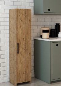 Resim izcodesign Modern 4 Raflı Çok Amaçlı Uzun Boy Dolap | Çam Renk Mutfak Dolabı | Fonksiyonel Raflı Dolap 