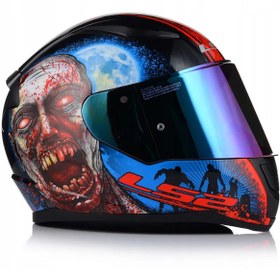 Resim LS2 Rapıd 2 Zombıe Kapalı Motosiklet Kaskı Gökkuşağı Camlı 