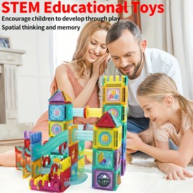 Resim Manyetik yapı blokları oyuncakları, eğitici STEM öğrenme oyuncakları, DIY uzay mantık oyunları, erkek ve kız çocuklarına doğum günü hediyeleri, kolay monte edilebilir ve güvenli tasarım, Çocuklar Günü, okula dönüş hediyesi 
