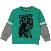 Resim Panço Erkek Bebek Blok Renk Şeritli Baskı Detaylı Yeşil Sweatshirt 