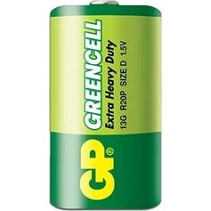 Resim SDT Group Gp Batteries GP13G Greencell R20P/1250/D Boy Kalın Pil, 1.5 Volt, 2'li Kart 