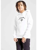 Resim Metallica Logo Yıldız Baskılı Unisex Çocuk Kapüşonlu Beyaz Sweat Beyaz 