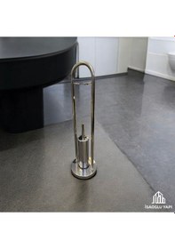 Resim İsaoğlu Yapı Ayaklı Tuvalet Kağıtlığı Ve Fırça Banyo Seti Paslanmaz Materyal Tuvalet Kağıtlık Gri 