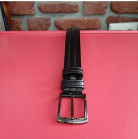 Resim Real Leather Erkek Kemer Desenli Siyah Hakiki Deri Vejetal Dana Derisi 3.5 CM Siyah 