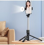 Resim Maoyaya Cbtx Z14 Pro Teleskopik Dolgu Işık Bluetooth Selfie Stick Tripod Beyaz 140 Cm 