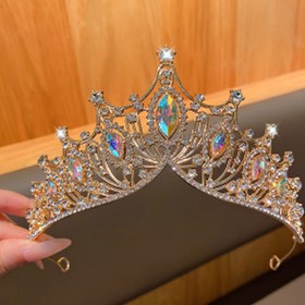 Resim Moda Alaşım Taşlı Taç Saç Bandı - Karışık Renkler, Doğum Günleri ve Performanslar için İdeal, Gençler için Saç Aksesuarı 
