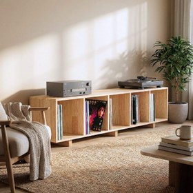 Resim Masif Ahşap Açık Raf Ünitesi & Kitaplık - 150 cm / Naturel 