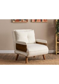 Resim Pafu Cosmo Tekli Katlanır Yataklı Koltuk - Teddy Beyaz Beyaz 