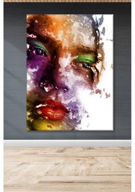 Resim Renkli Fırça Darbeli Kadın Kanvas Duvar Tablo 3322437 