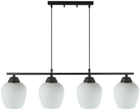 Resim Fer Avize Sezar 110 Modern Tasarım Salon - Mutfak - Yemek Masası - Siyah Renk Beyaz Camlı 4 Lü Avize 