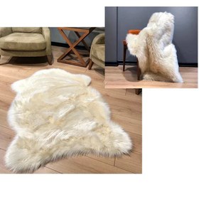 Resim Halı Vagonu Krem Renkli Uzun Tüylü Exclusive Post - Tekli (Tek Uçlu) / 75x150 