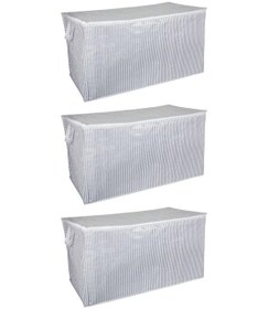 Resim Alas 3 Adet - Sandık Tipi Hurç Maxi - Yastık&Yorgan Vb. Hurcu 75X40X40 - Leke Tutmaz Çizgili Model 