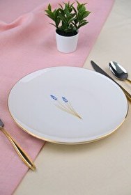 Resim Tabak Evi Porselen Natura Lavanta Altın Yaldız Pasta Tabağı 20.5 CM Tekli 