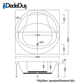 Resim Çift Kişilik Kare Küvet | Jakuzi | 180x180 cm | Sanacryl - 180x180 / Siyah / 2 Kişilik 