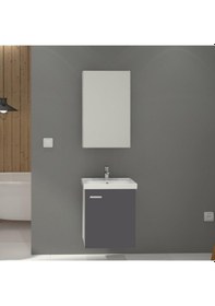 Resim Denko Terra 50 Cm Mdf Antrasit Gri Banyo Dolabı Alt Modül, Lavabo Antrasit - Gri 