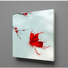 Resim Kırmızıya Boyanmış Kelebek Kanvas Tablo 