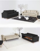 Resim Velura Home & Living Nola Koltuk Takımı 3+3 & Bazalı Yataklı Koltuk & Kanepe - Keten 