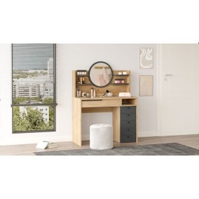 Resim Bohem Makyaj Masası 100cm Aynalı Çekmeceli Şifonyer Raf Sepet-antrasit Boh30-sa Antrasit 