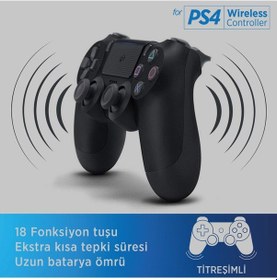 Resim Kablosuz PS4 Uyumlu Oyun Kolu Siyah 