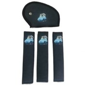 Resim VİTEKSA Emniyet Kemer Süngeri Pedi Alkantra Çocuk Emniyet Kemeri Mavi Araba Resimli 4lü Set 