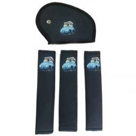 Resim VİTEKSA Emniyet Kemer Süngeri Pedi Alkantra Çocuk Emniyet Kemeri Mavi Araba Resimli 4lü Set 