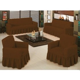 Resim Altın Kelebek Bürümcük Koltuk Örtüsü Maxi Takım (3+3+1+1)-Kahve 