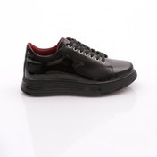 Resim Dgn Erkek Bağcıklı Casual Sneakers Ayakkabı Hakiki Deri Siyah Rugan 2638628 