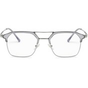 Resim Angel Eyes Gri Şeffaf Metal Çerçeveli Kare Retro Unisex Gözlük Hafif, Modern Tasarım, UV400 Koruma 