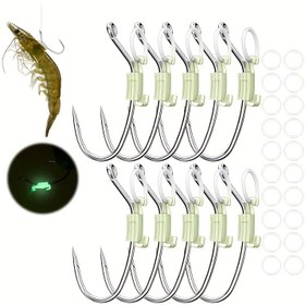 Resim 10 adet Karanlıkta Parlayan Karides Sırt saç tokası, Güçlü Barbed Karbon Çelik saç tokası ile Floresan Tasarım, 10 adet Kauçuk Halka Dahil, Büyük Bass ve Trout Balıkçılık Ekipman Seti için Uygun, En İyi Noel, Mükemmel Şükran Günü, Canlı Karides saç tokası, Karides Yem Balıkçılık, Timsah saç tokası, Balıkçılık Aksesuarı, Balıkçılık Ürünleri, Karp Balıkçılığı Ekipmanı, Balıkçılık Gadget 