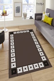 Resim Kenar Süslemeli Kaymazdırmaz Halı Dekhera T1170-1 - 80X300 / Dot Taban 