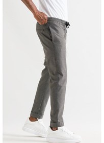 Resim Slimfit Kapamasız Çizgili Beli Lastikli İplikli Duble Ve Dar Paça Erkek Jogger Pantolon 001 