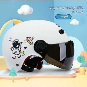 Resim Supermarket1 Çocuk Kask Akü Araba Güneş Koruyucu Yarım Kask 2-12 Yaş Pembe, Mavi, Beyaz Dört Mevsim Kask Beyaz 