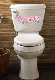 Resim Soft Renkli Güller Klozet Kapağı Ve Banyo Sticker Seti 
