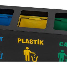 Resim abencelik 4 Lü Metal Sıfır Atık Kutusu Geri Dönüşüm Çöp Kovası Kutusu 