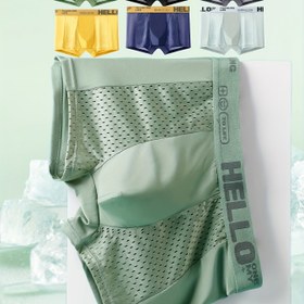 Resim 6'lı Erkek Nefes Alabilir File Boxer Külot, HELLO Bel Bandı, Rahat Soğutucu Kumaş, Şeffaf Olmayan Düz Renk - Makinede Yıkanabilir 