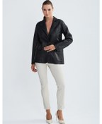 Resim Valmenti Kadın Siyah Hakiki Deri Ceket 846 V1001 Byn Dr Ceket Y23 Siyah 