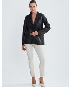 Resim Valmenti Kadın Siyah Hakiki Deri Ceket 846 V1001 Byn Dr Ceket Y23 Siyah 