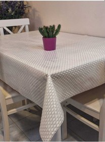 Resim Ithal Pvc Muşamba - Desenli Silinebilir Masa Örtüsü 07iz10 Bej 