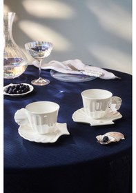 Resim Karaca İstiridye Lüsterli 2 Kişilik Çay Fincan Takımı 200 Ml beyaz 