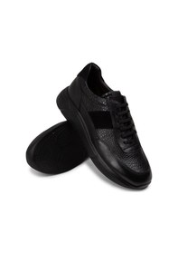 Resim Deery Hakiki Deri Siyah Erkek Sneaker Ayakkabı - 01963Msyhe07 Siyah 