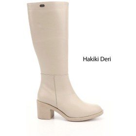 Resim Gönderi(R) Gönderi R Kadın Bej Fermuarlı Kalın Topuklu Hakiki Deri Çizme Gkzc13452512 Bej 