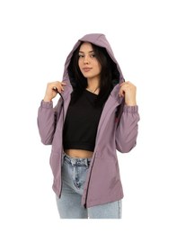 Resim Kadın Mürdüm Içi Astarlı Su Geçirmez Ve Rüzgara Dayanıklı Kapüşonlu Cepli Yağmurluk Mürdüm 